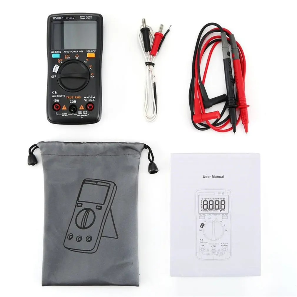 

BSIDE ZT102 Mini 6000 Counts Auto Range Digital Multimeter AC/DC Voltage Current Tester With Temperature Measurement