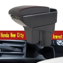 For Honda New City armrest box central Store content box with cup holder ashtray USB City armrests box