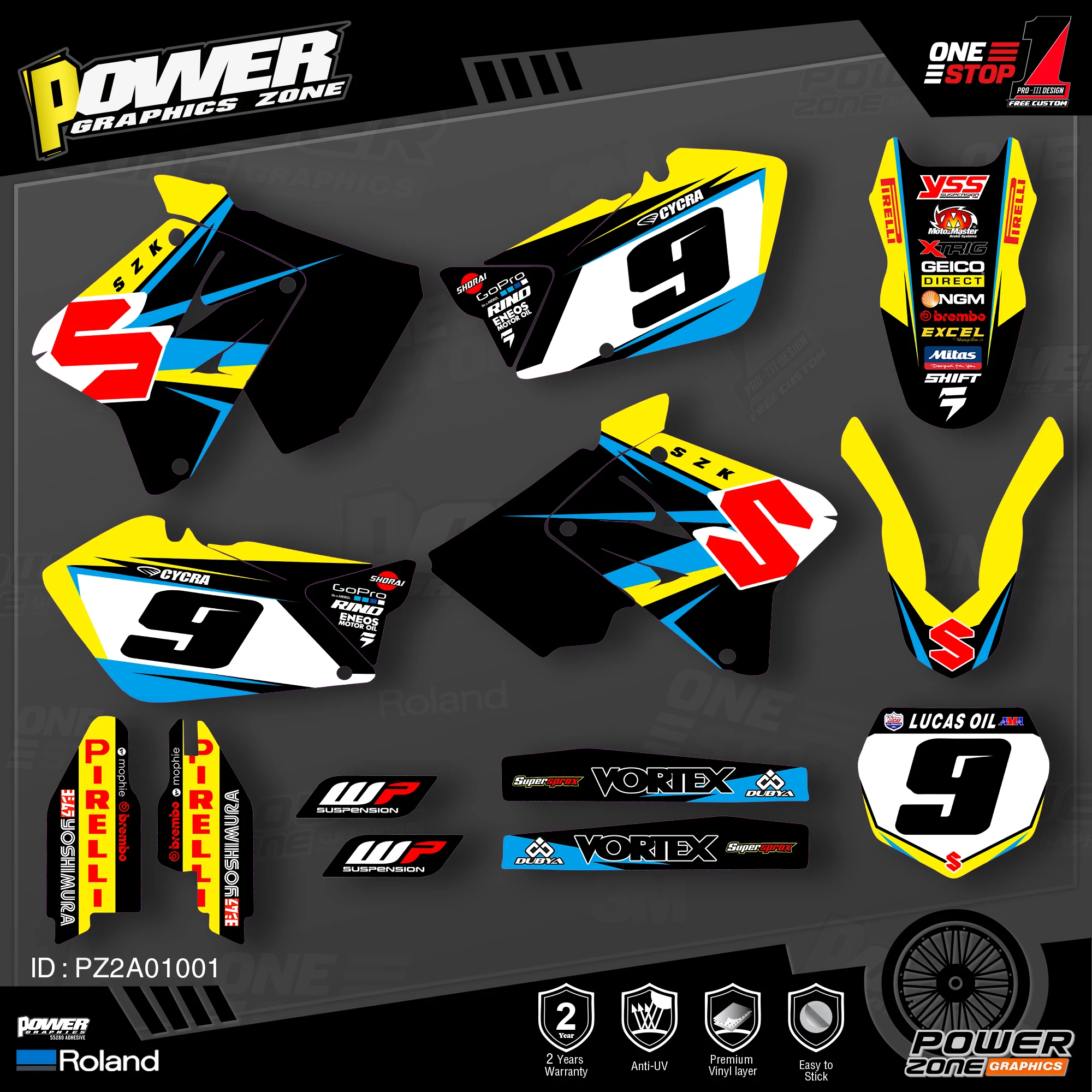 Персонализированные графические наклейки PowerZone Team Набор наклеек для SUZUKI Decal 2001-2012