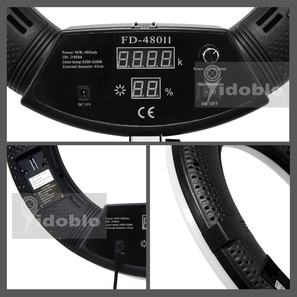 Yidoblo FD-480II двухцветный студийный кольцевой светильник светодиодный видео Одиночная лампа 45 см без штатива фотографический светильник ing 96 Вт 5500 к светодиодный светильник