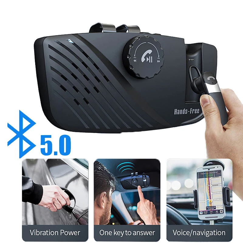 

Handsfree Sun Visor Speakerphone Car Kit Earphone Bluetooth-compatible 5.0 Speaker In-ear Earphones Wireless Audio Loundspeaker