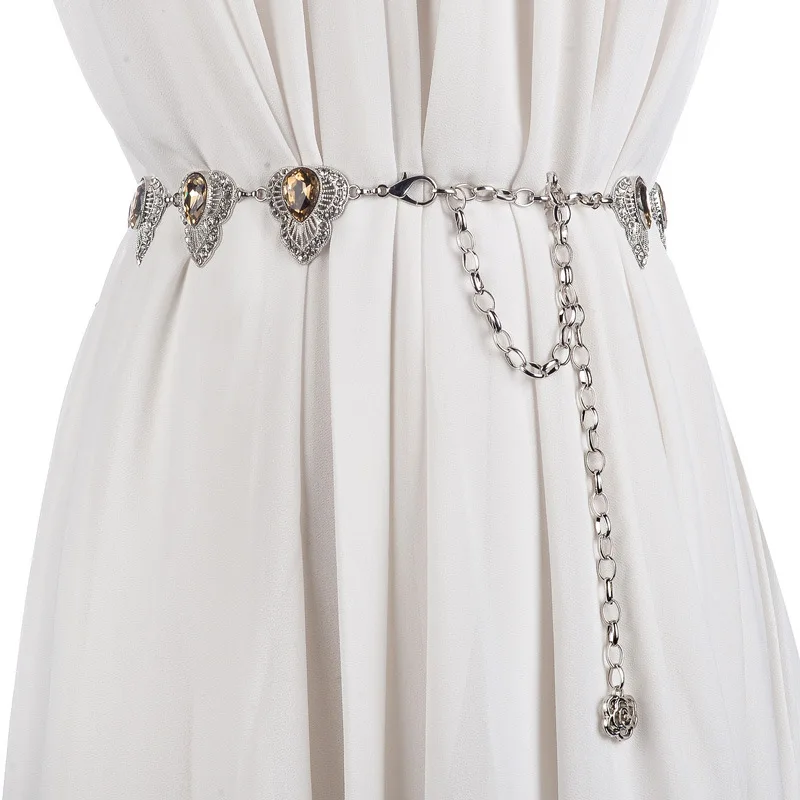 

Designer Metal Belt For Women Retro Punk Fringe Waist Belt Dress Ladies Brand Tassel Chain Belt Female Silver Gold
