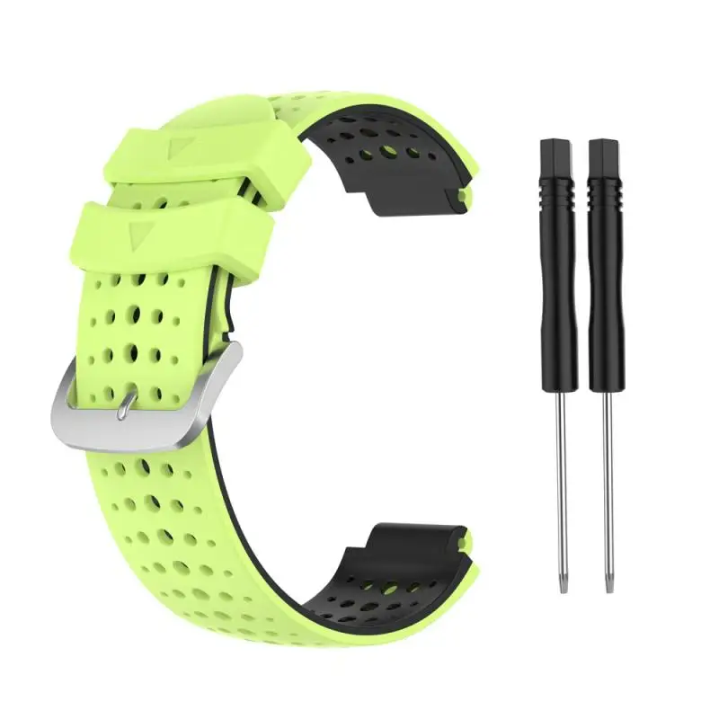 

For Garmin Forerunner220 230 235 620 630 735XT 22mm Silicone Band Soft Sport Watchband Double Color Steel Button Strap Bracelet