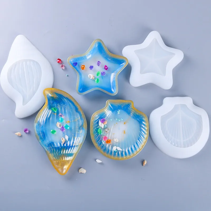 

DIY Epoxy Mold 3 Dishes, Starfish, Conch Shell Mold, Handmade by Silicone