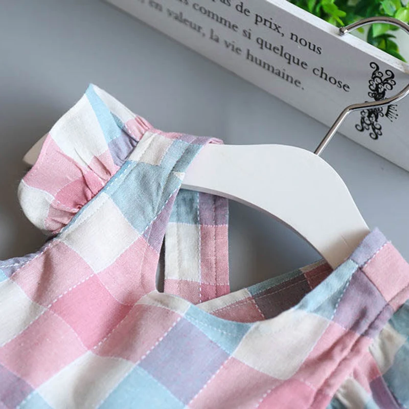 Новая детская одежда летнее Повседневное платье на пуговицах для маленьких