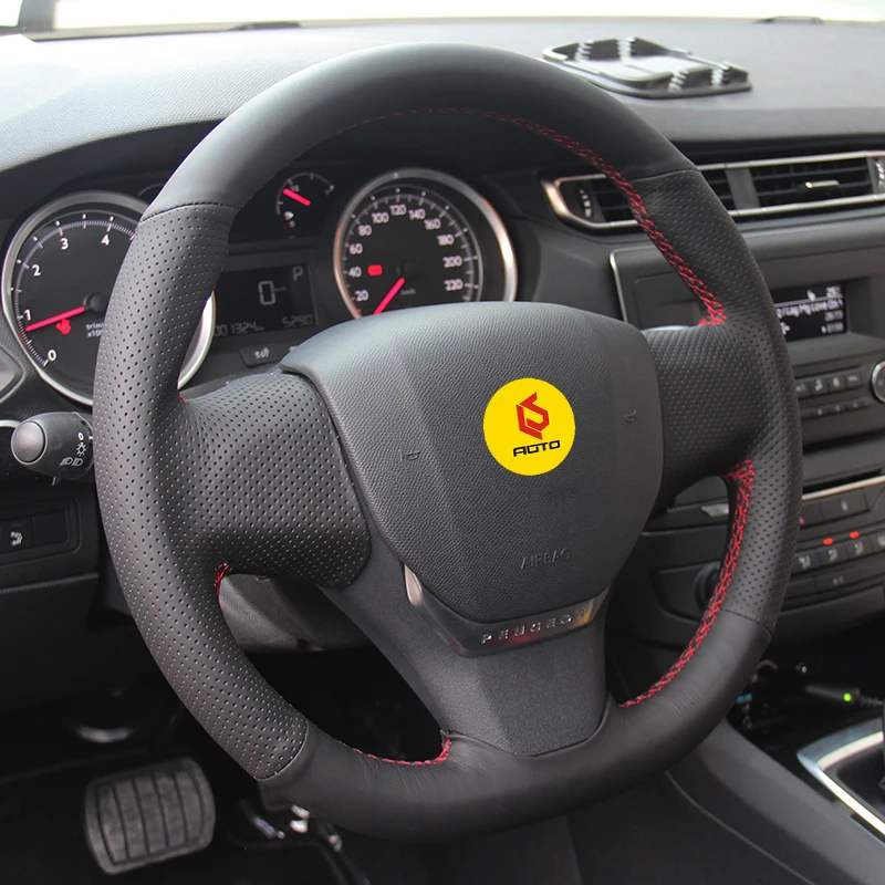 Ручная швейная Оплетка на рулевое колесо Крышка для Peugeot 408 2014 2015 funda volante кожаный