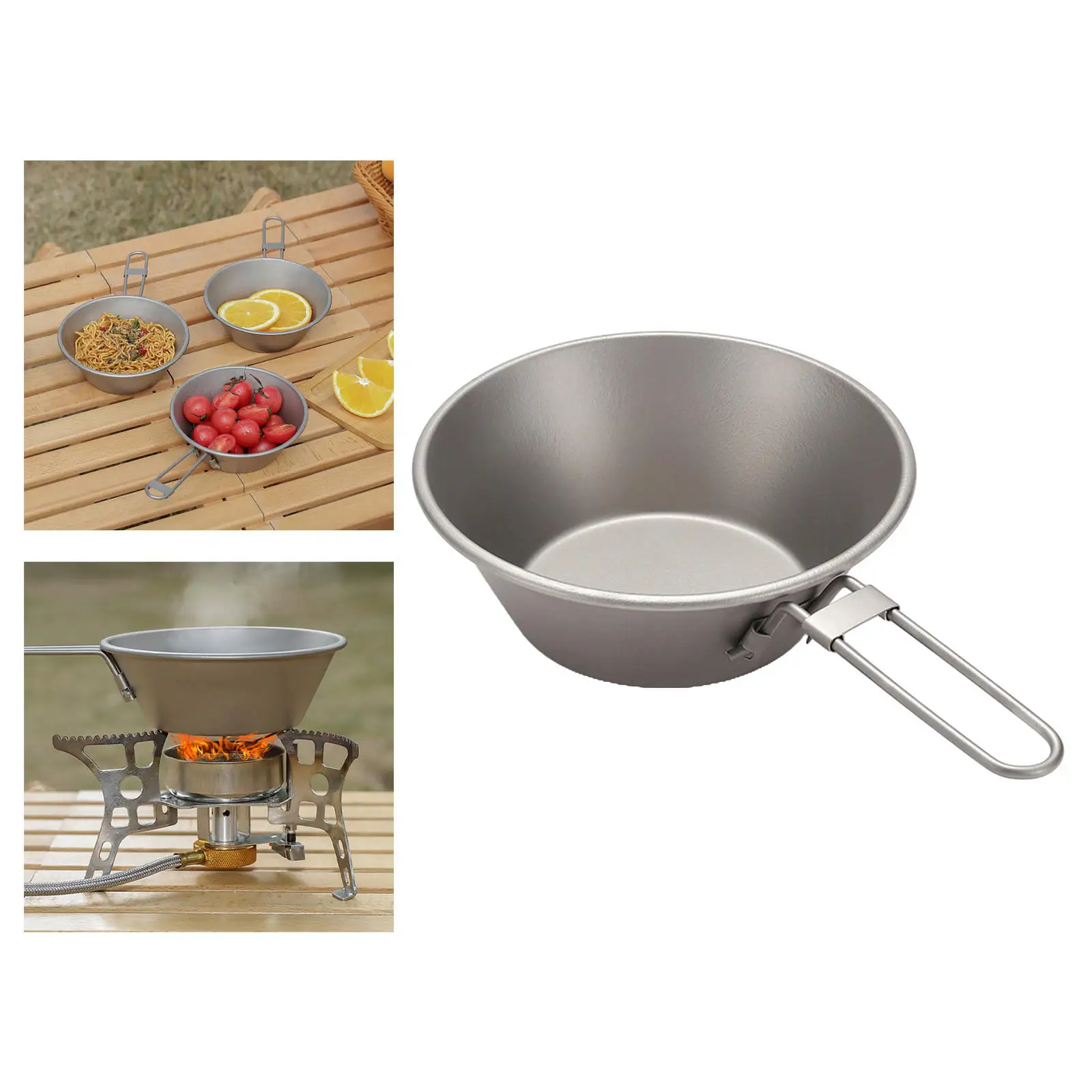 

Titanium Bowl Camping Pot 300ml with Foldable Handle for Outdoor Camping Travel Backpacking Tableware Collapsible Lightweight