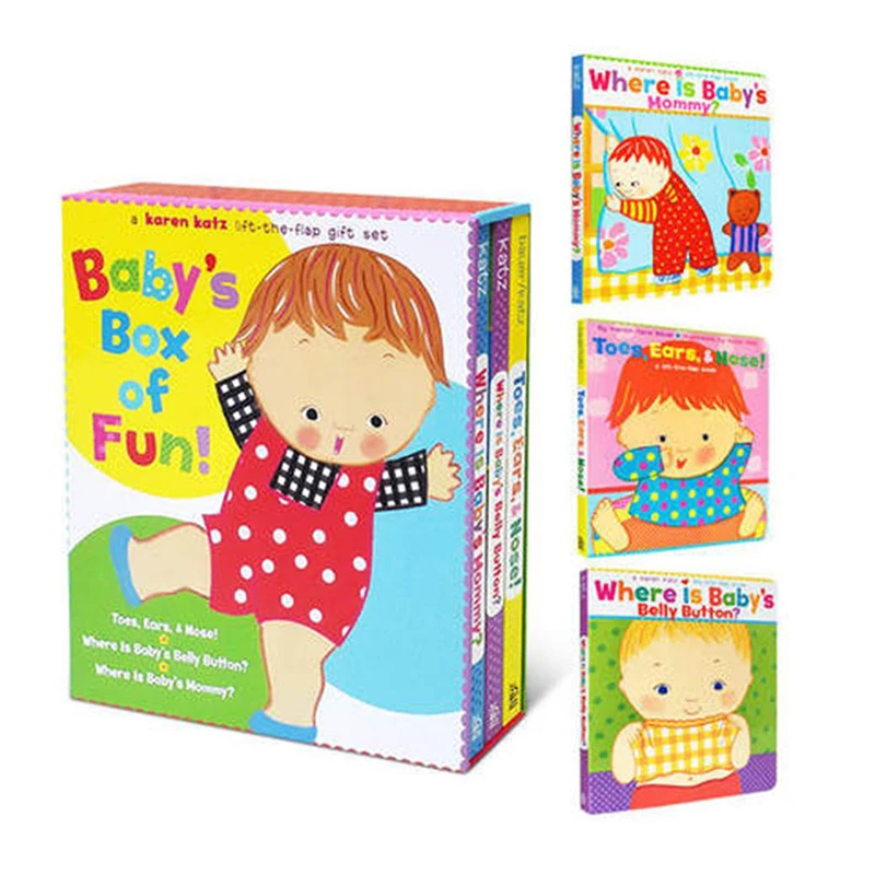 

3Pcs Where Is Baby's Belly Button Original Children Popular Books Karen Katz Board book Colouring English Story Book for Kids