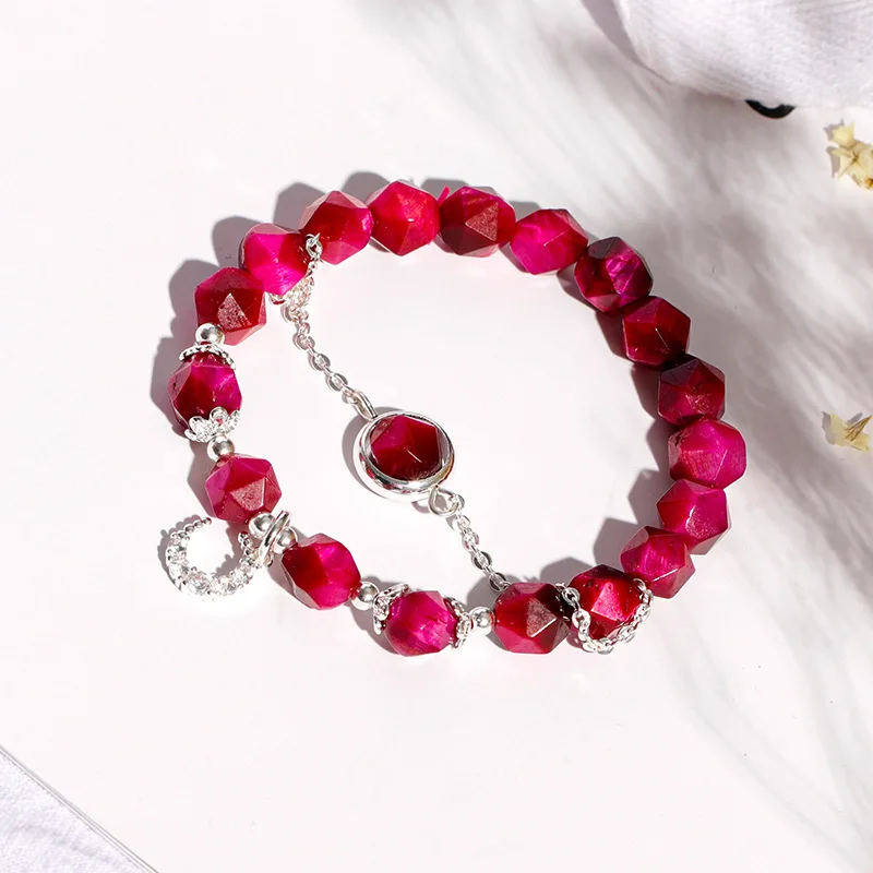 Женский браслет с драгоценными камнями Bague Ringen из серебра 925 пробы розово красным