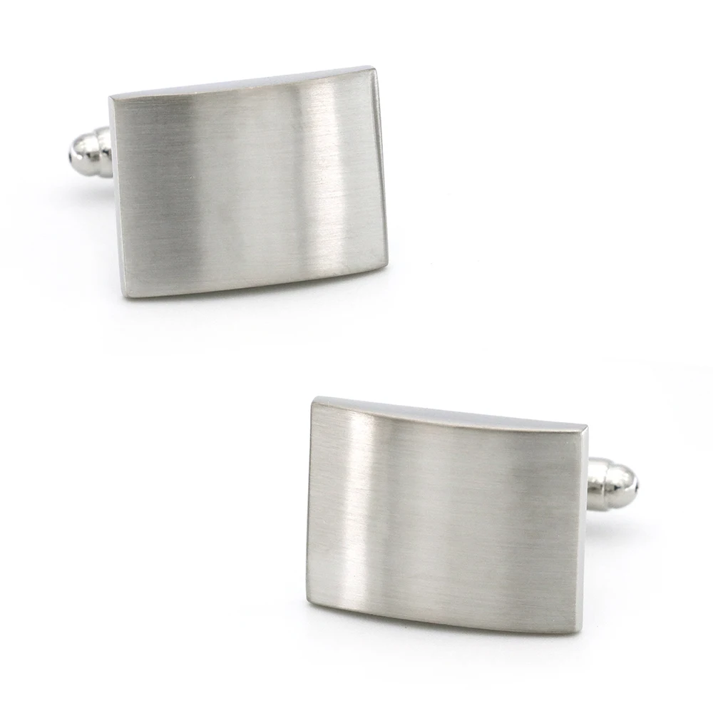

Business Design Rectangle Wire Drawing Cufflinks Quality Brass Material Silver Color Cuff Links Wholesale&retail