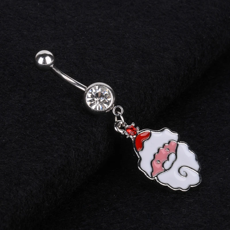 Кольцо из хирургической стали для пупка с подвеской в виде снежинки |