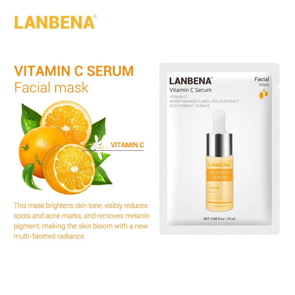 LANBENA Vitamina C маска для лица Отбеливающая увлажняющая ухода за кожей сывороточная