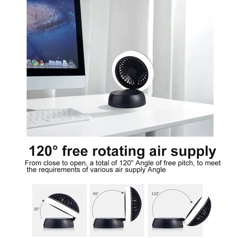 

2 in 1 Portable Rotating USB Charging Mute Home Office Desk Lamp Cooling Fan