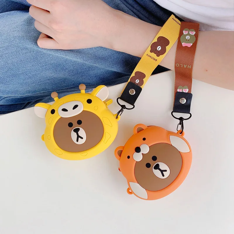 Kawaii animals стильное портмоне для монет силиконовые наушники сумки хранения Airpods