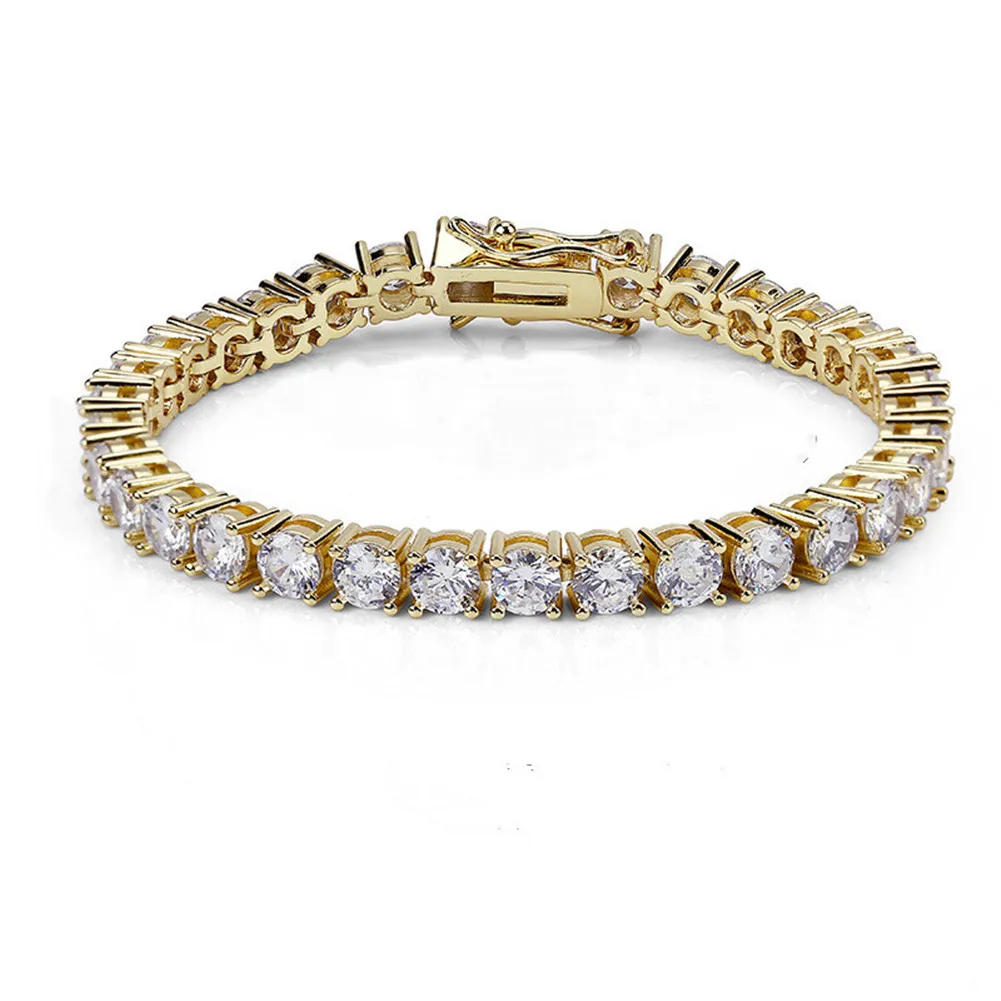 5 мм теннисная цепочка мужской браслет медный Золотой Серебряный цветной