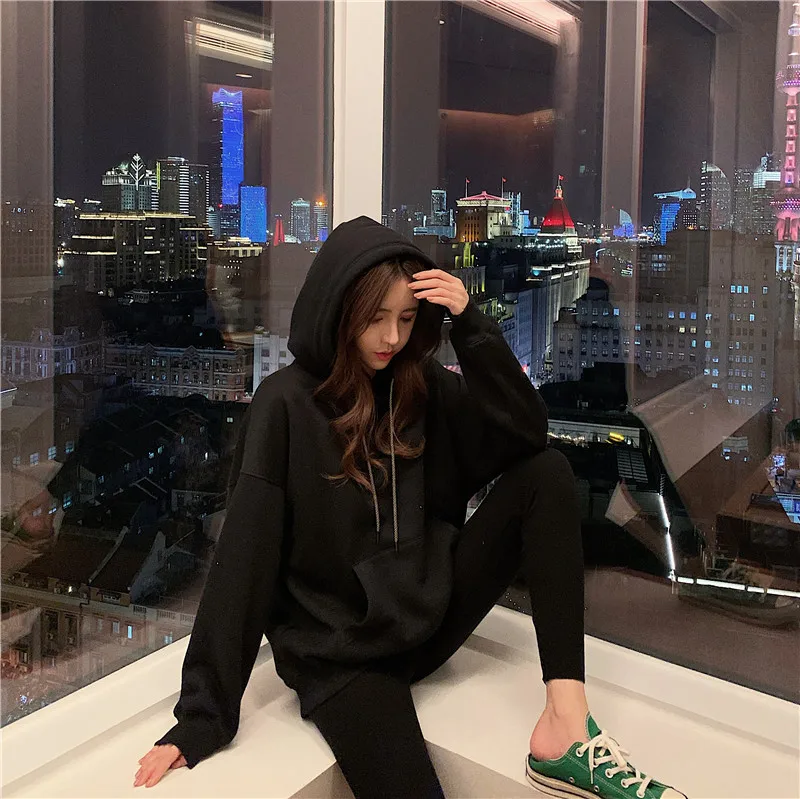 Womens Hoodie Sweatshirt with Back Angel Wings Print - Street Style Unisex Oversized Pullover Coat for Autumn Winter - Punk Hoodies for Women image 3