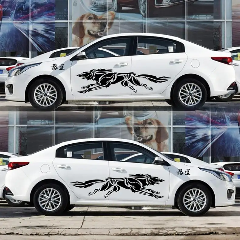 

2pcs Whole Body Car Stickers and Decals Wolf Pattern Car Decoration Sticker + 1pcs Car Head Sticker