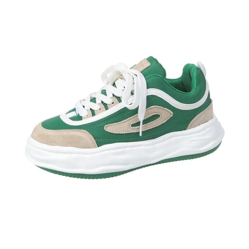 

Women's Platform Sneakers 2022 Spring Round Toe Thick Bottom Casual Shoes Woman Lace Up White Sports Shoes