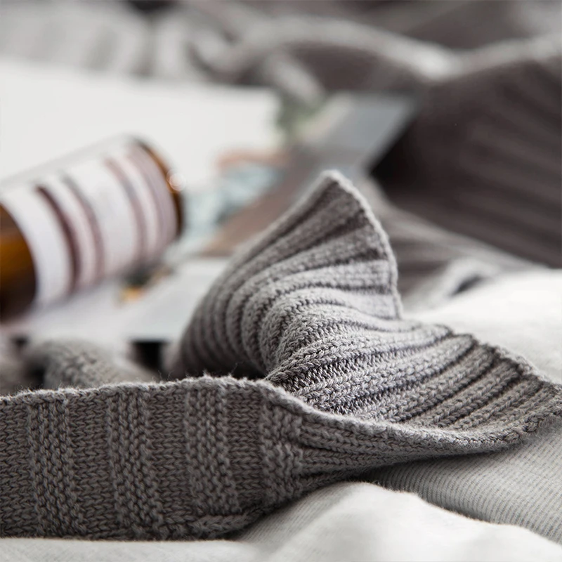 Blanket for Beds Hand-knitted Sofa Cotton Weighted Air Conditioning Spring Autumn Knittted Plaid | Дом и сад