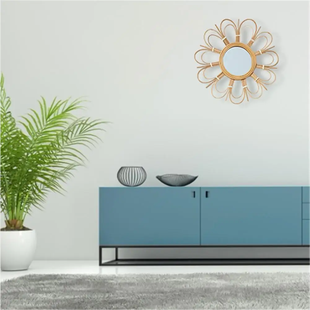 Туалетное зеркало художественное украшение из ротанга ретро круглое для макияжа