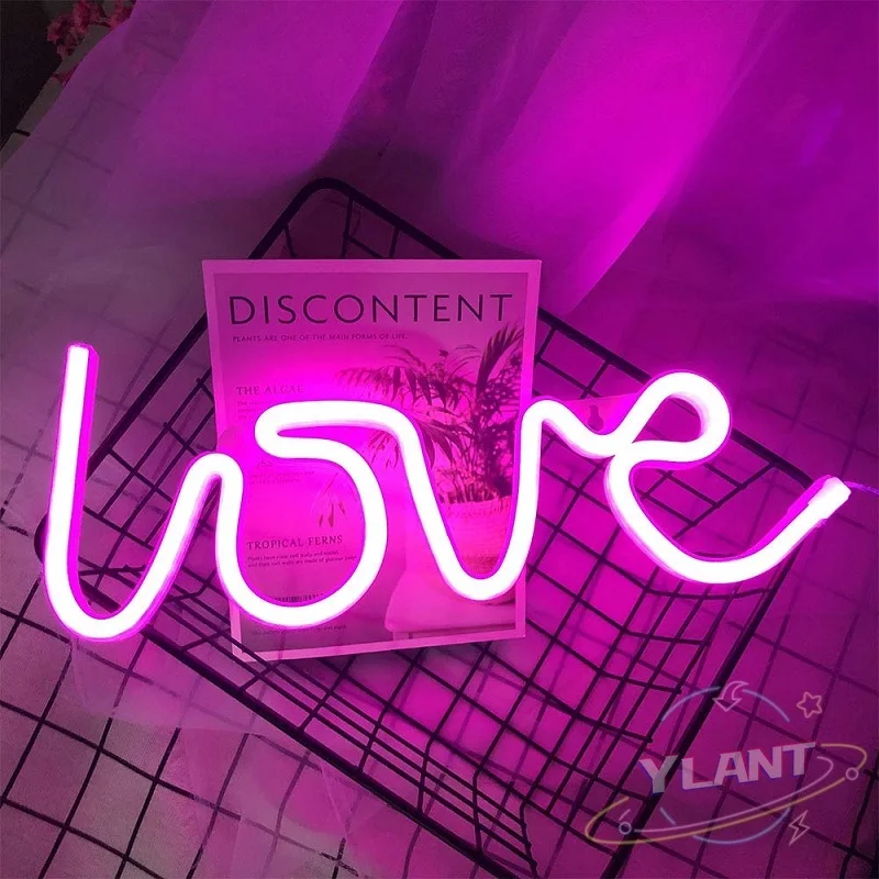 

Светодиодный неоновый светильник YLT в форме сердца, ночник с питанием от батареи и USB, ночной светсветильник льник с двойным питанием для пом...