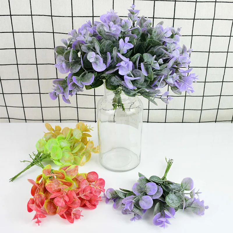 

12/24Pcs simulation Eucalyptus bunch DIY fake flower Wedding Bride Bouquet Shooting Prop Home Celebration Decorations