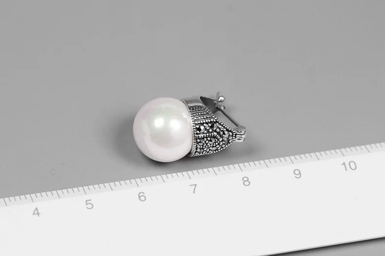 

New Style Earrings Fashion Temperament Retro Korean Classic Wild Shell Beads Black S925 Sterling Silver Female Earrings Earrings