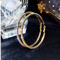 fyuan big round crystal hoop earrings for women geometric rhinestone earrings statement jewelry gifts