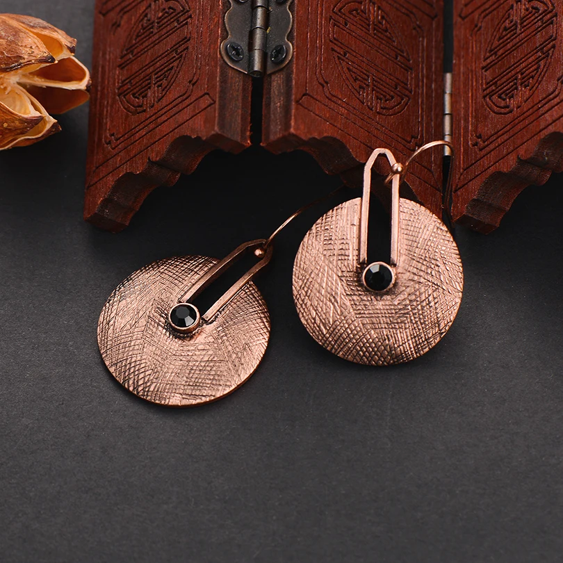 Старинный антикварный Золотой Цвет круглая капля серьга для женщин в стиле ретро