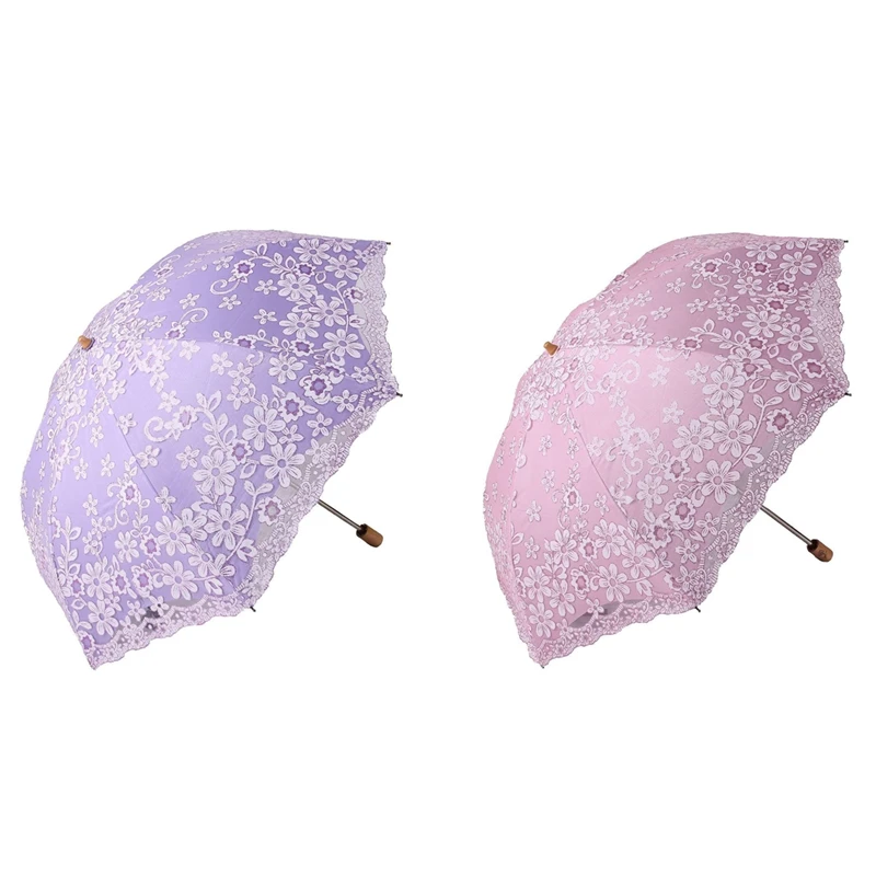 

Складной Зонтик для путешествий, 2 шт., винтажный зонтик от солнца без УФ-лучей, складной зонтик в стиле блеск с принтом, 2 шт., розовый и фиолет...