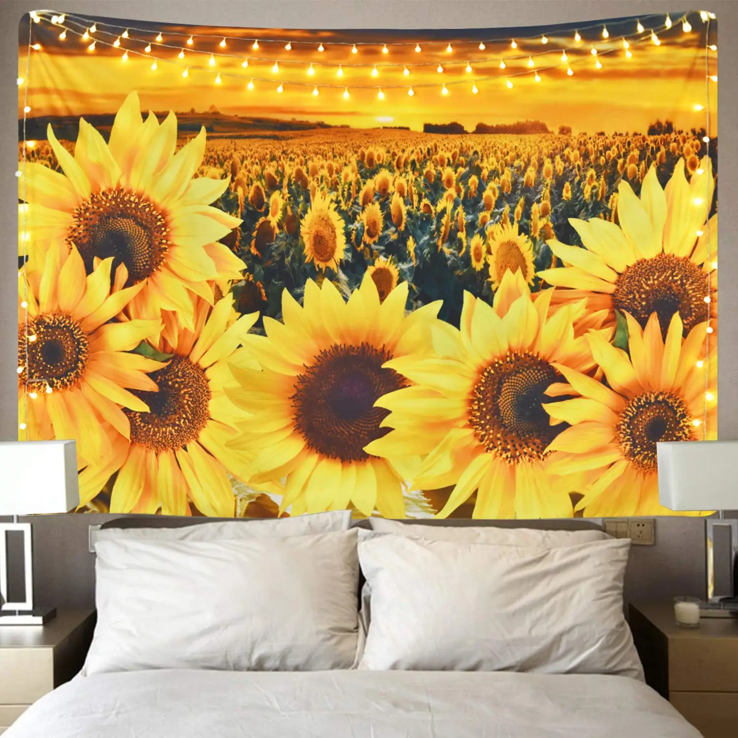 

Sunset Sunflower Field Tapestry Floral Plant Yellow Flower for Room