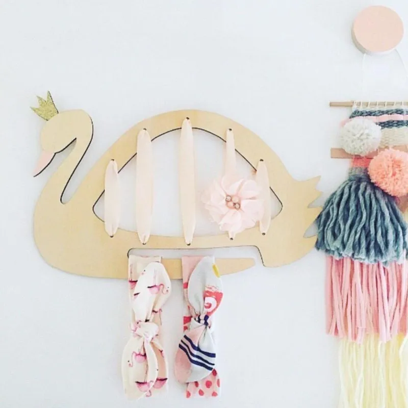 Деревянное украшение в виде лебедя на стену детские заколки для волос держатель