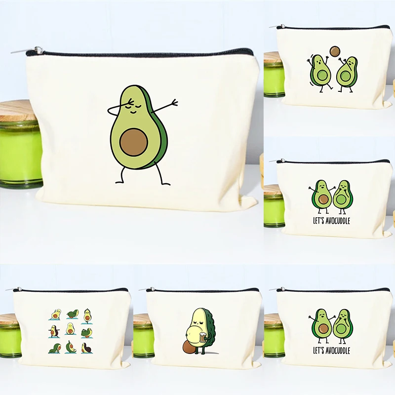 

Cute Avocado Print Travel Women's Makeup Bags Men Female Cosmetic Bag Portable Storage Wash Pack Travel Organizer Toiletry Bags