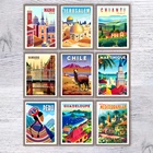 Скандинавский винтажный постер с путешествиями по городам, Италия, Карибский бассейн, Чили, минимальный пейзаж, художественная живопись, городской пейзаж, Настенная картина, украшение для дома