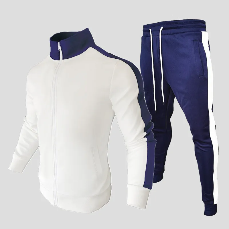 

2021 men's spring and autumn sportswear, zipper long sleeve sweatshirt and jogging pants, 2-piece leisure sportswear