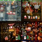 Рождественские наклейки на стену, оконные стеклянное подвесное украшение, съемные самоклеющиеся Мультяшные снеговики, Санта Клауса, наклейка для домашнего декора