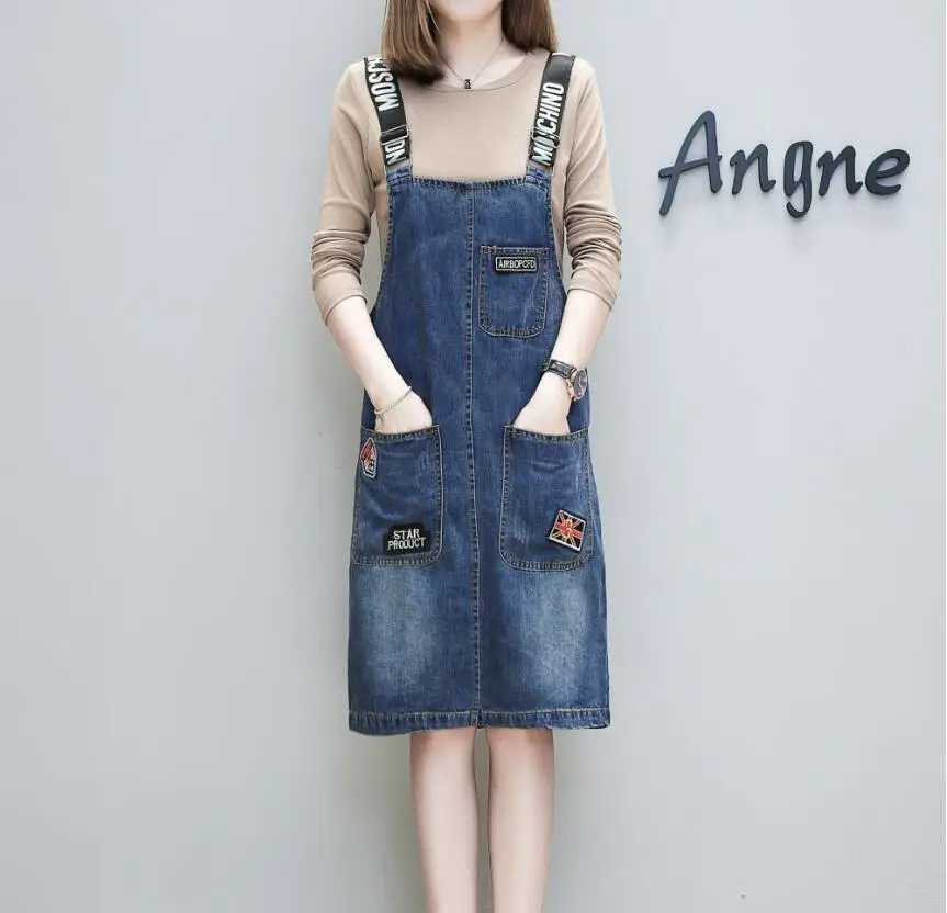2020 Fashion Denim Waistcoat Spring And Autumn Dress Cowgirl + long Sleeve T shirt Sleeveless Women's Dress|Женские платья| |