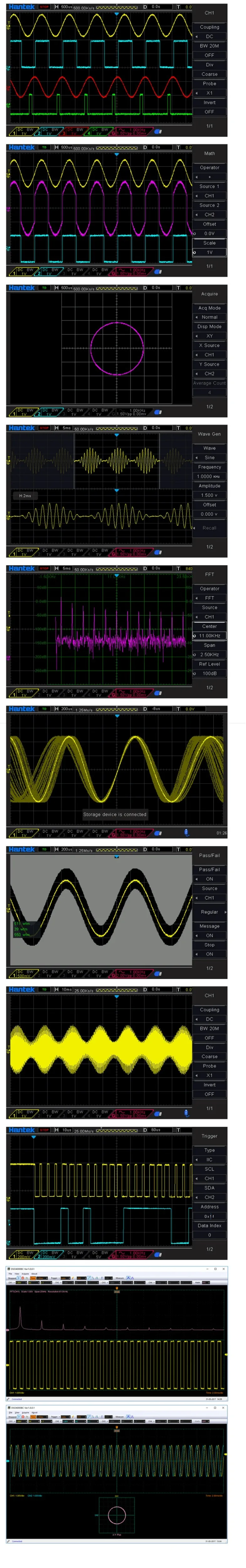 Hantek DSO4254C / 4204C / 4104C / 4084C Digital Oscilloscope 4CH; 1GS / s sampling rate 250MHz; USB oscilloscope+ EXT+ DVM