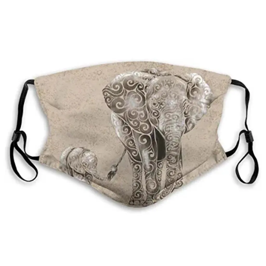 

1pcs Adults Mouth Masks Unisex Elephant printed Protection Face Masks Reusable Washable Earloop Masks for Men & Women Mascherine