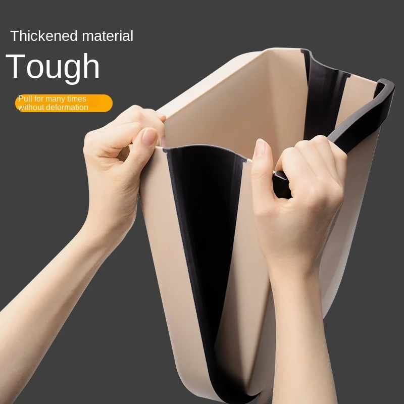 

9L Wall Mounted Folding Waste Bin Kitchen Cabinet Door Hanging Trash Bin Car Garbage Trash Can for Bathroom Toilet Waste Storage