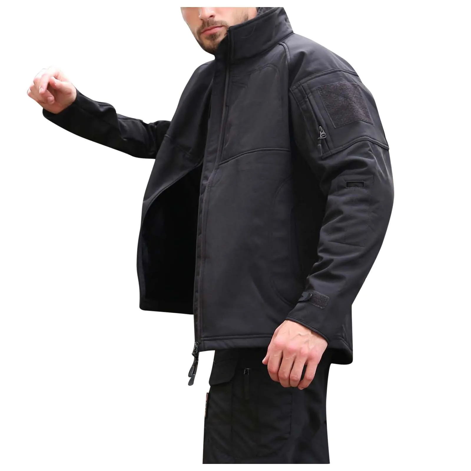 

Men Coat Autumn And Winter Soft Shell Quick-drying Warm Zipper Solid Coat Wear-resistant Skin Assault Jackets