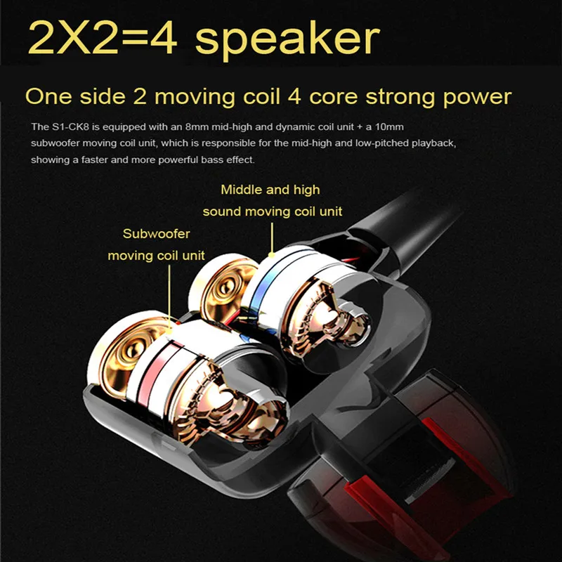 LEORY Dual Dynamic Driver 3.5mm Gaming Earphone Quad-Core Stereo Strong Bass Music Wired Headset Line Control Earbuds with Mic |