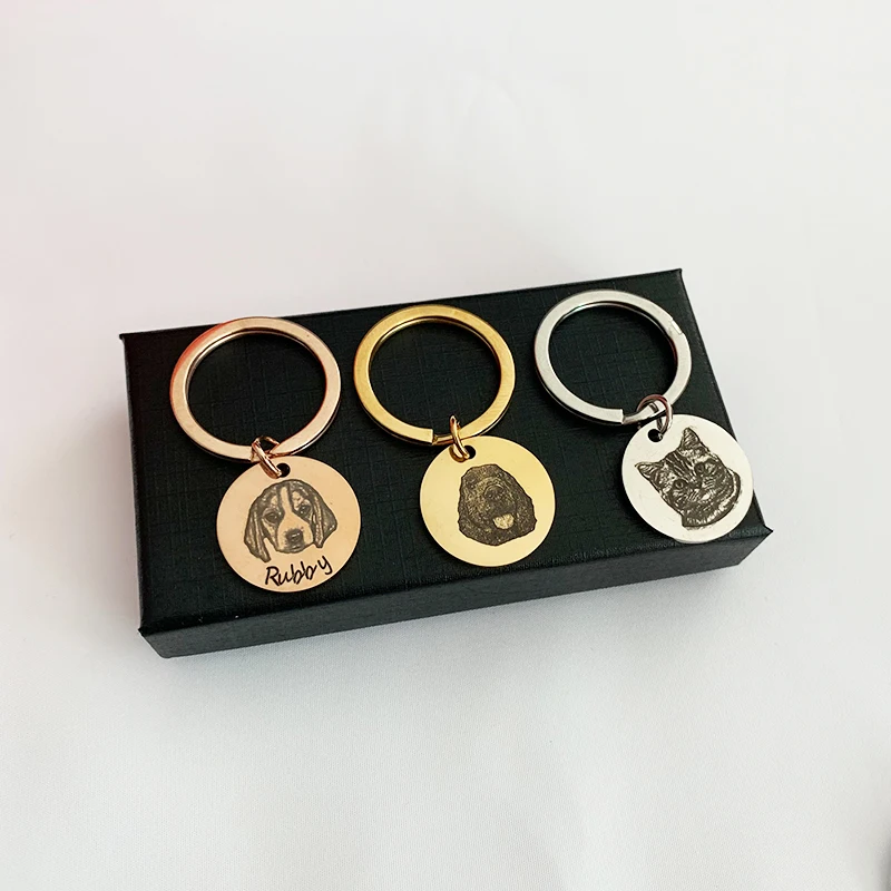 

Personalized Photo Name Pet Engraving Pattern Custom Keychain for Family Women Men Gift Stainless Stell Key Chain Ring Jewelry