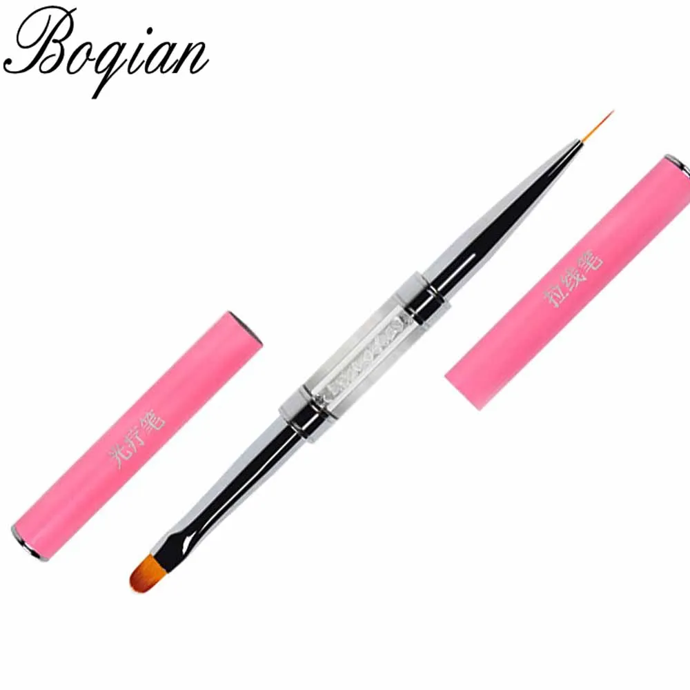 

BQAN 9mm Nail Art Brush Tool Carved Crystal Ultra-thin Line Drawing Pen Pull Wire Phototherapy Flower Double Pen Metal Pen