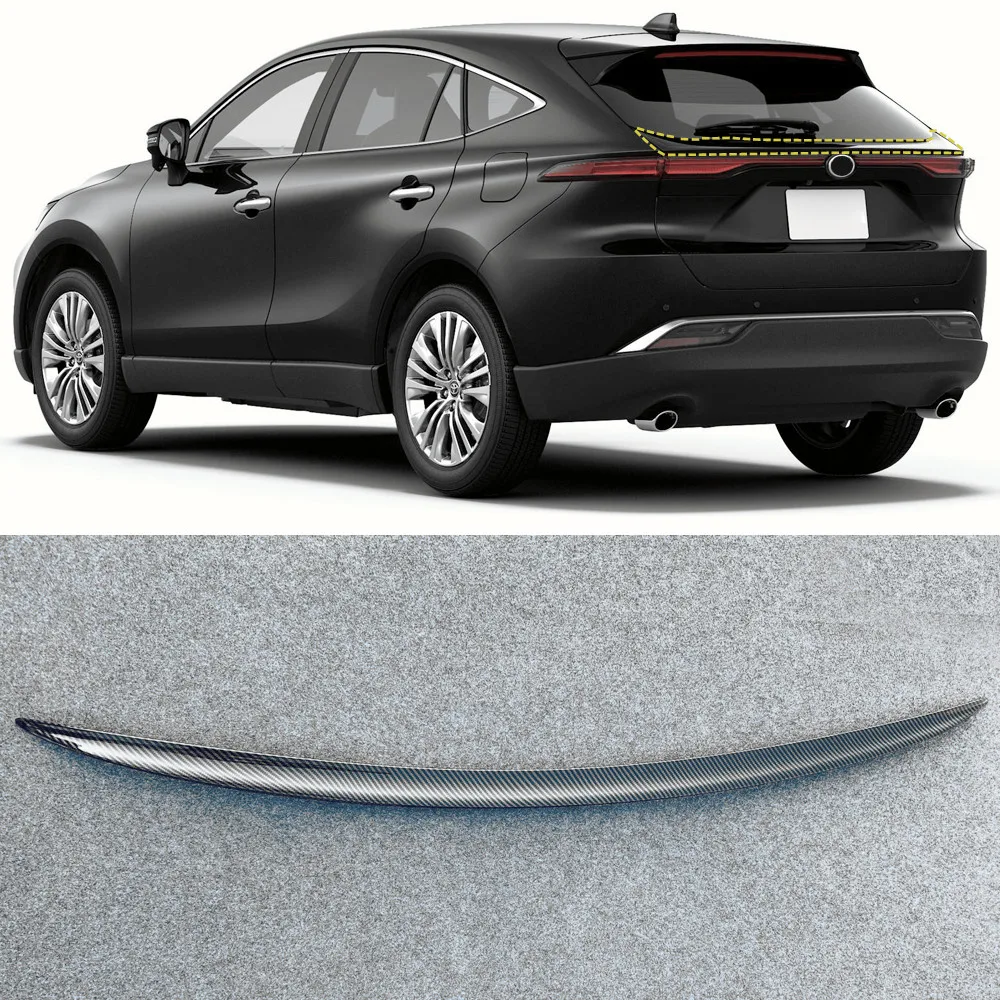 

Fit For Toyota Harrier Venza XU80 2020 2021 Car Accessories ABS Carbon Rear Trunk Spoiler Wing Stripe Cover Trim 1pcs