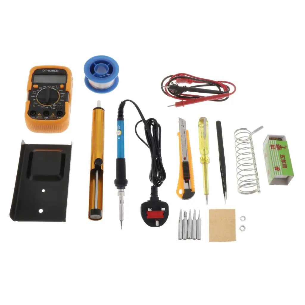 

Soldering Iron Kit, 60W Welding Tools with Adjustable Temp 200-450C,Digital Multimeter, 5 Soldering Tips, Wire Cutter (UK)