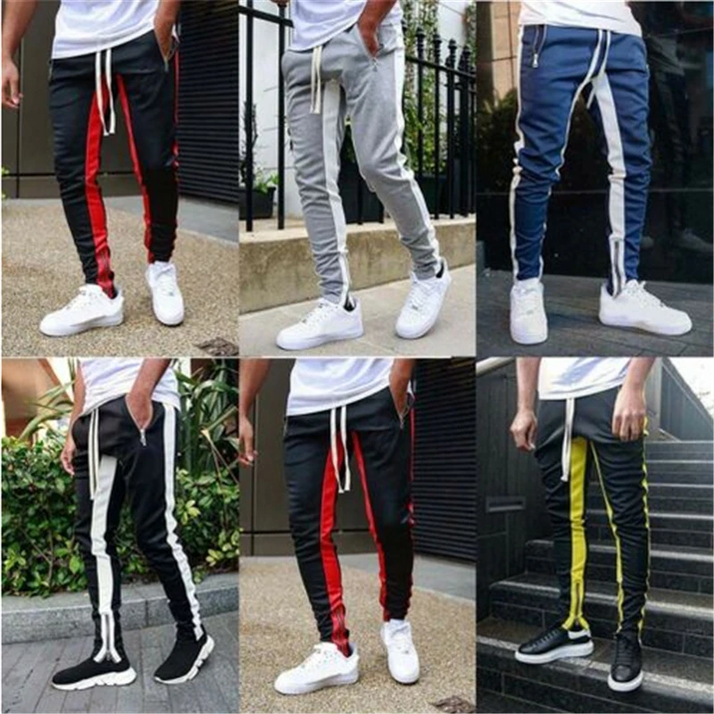 Мужские зауженные спортивные штаны для тренировок бега фитнеса с карманами на