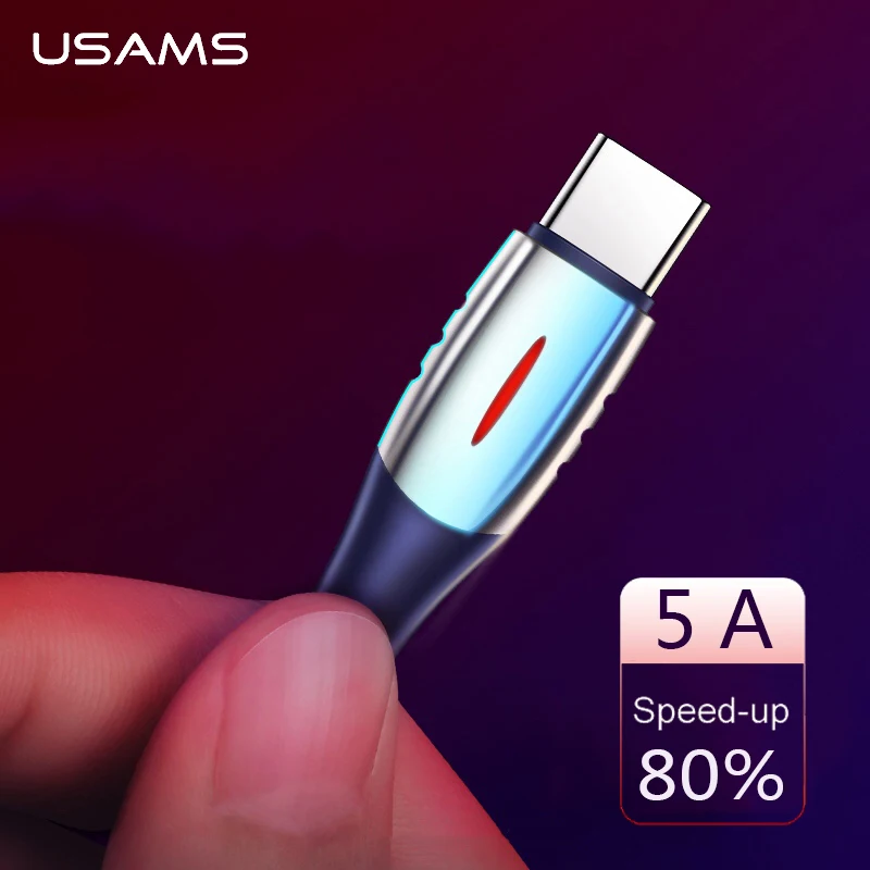 Usb кабель USAMS Type C 5 А быстрой зарядки для Huawei P30 P20 Mate20 Pro OPPO передачи данных|Кабели