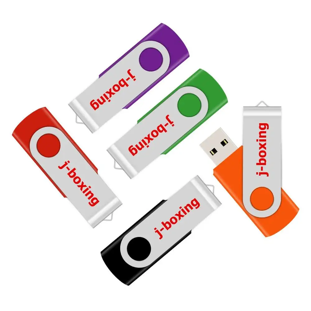 J-бокс флэш-накопители USB флэш-накопитель металлический корпус и поворотное на флэшке, 1 Гб 2 Гб 4 ГБ 8 ГБ 16 ГБ оперативной памяти, 32 Гб встроенной памяти, многоцветный для ПК Mac планшеты 5 шт./упак