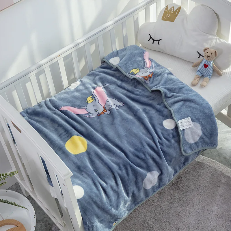 

Cartoon Dumbo Coral Fleece Blanket Baby Boy Girl Quilt Kindergarten Bedding Sofa Blanket Stroller Windproof Quilt Soft Warm